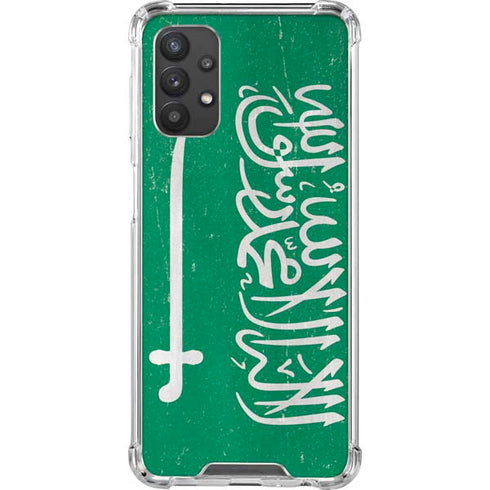 Saudi Arabia Flag Distressed Galaxy A32 5G Clear Case